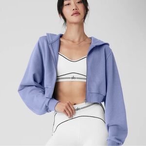 ALO Yoga Women's washed Lilac Blue Sweet Escape Cropped Hoodie